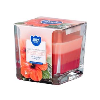 Svíčka vonná ve skle Hibiscus & White Sage tříbarevná 8cm